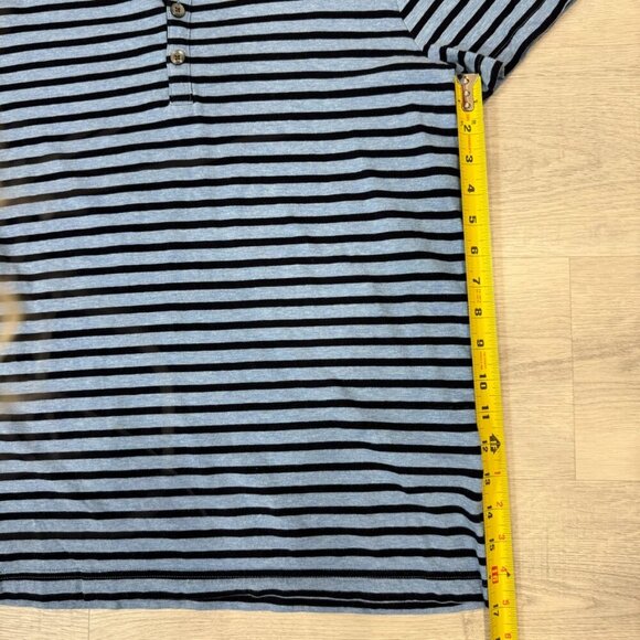 Banana Republic Soft Navy Blue Striped Henley Shirt Size M 100% Cotton - Picture 11 of 17